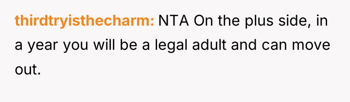 thirdtryisthecharm NTA On the plus side, in a year you...