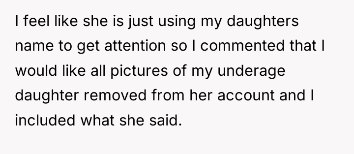 I feel like she is just using my daughters name...