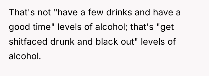 That's not "have a few drinks and have a good...