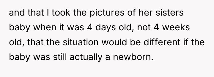 and that I took the pictures of her sisters baby...