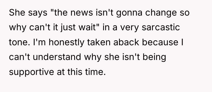 She says "the news isn't gonna change so why can't...