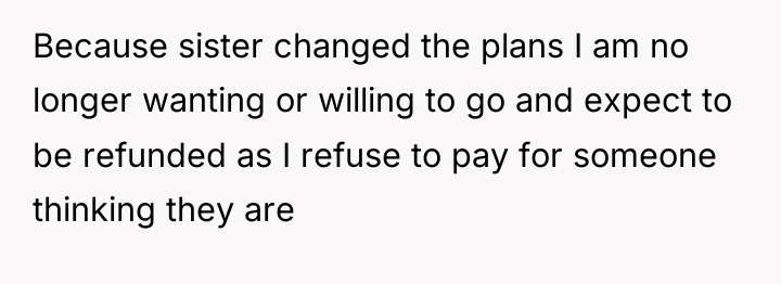 Because sister changed the plans I am no longer wanting...