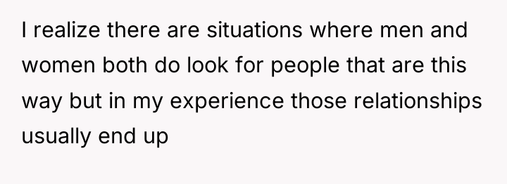 I realize there are situations where men and women both...