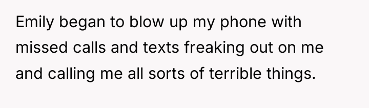 Emily began to blow up my phone with missed calls...