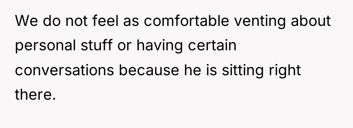 We do not feel as comfortable venting about personal stuff...