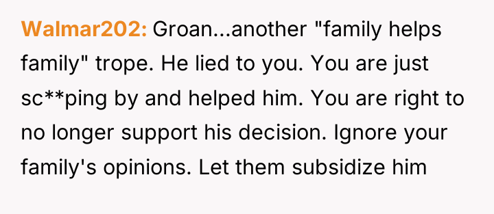 Walmar202 Groan...another "family helps family" trope. He lied to you....