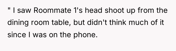 " I saw Roommate 1's head shoot up from the...