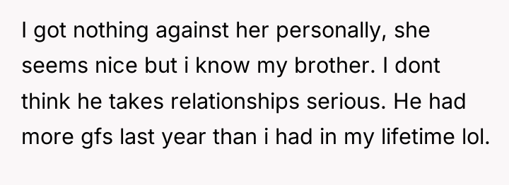 I got nothing against her personally, she seems nice but...