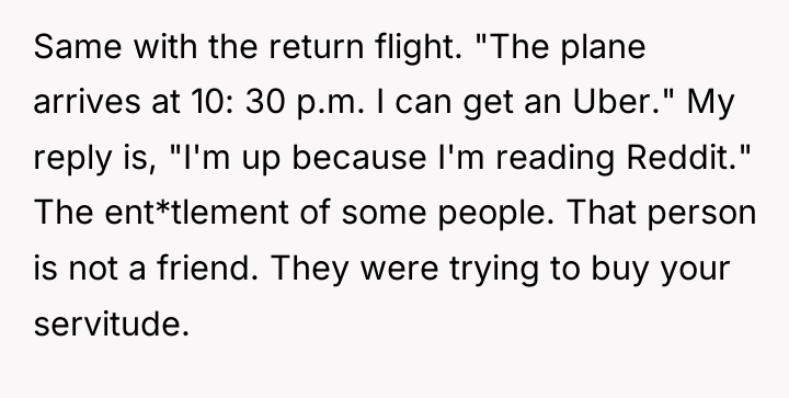 Same with the return flight. "The plane arrives at 10:...