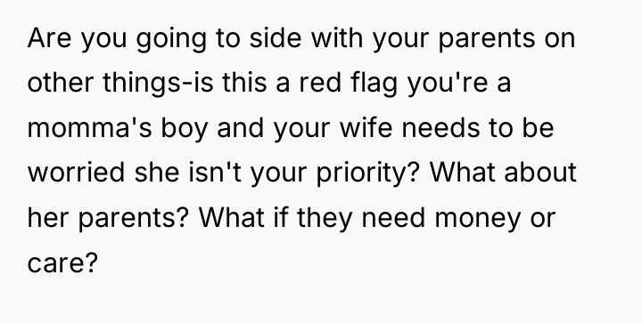 Are you going to side with your parents on other...