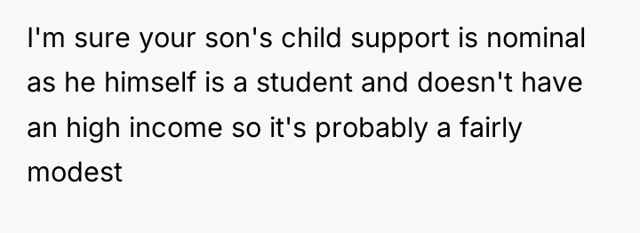 I'm sure your son's child support is nominal as he...