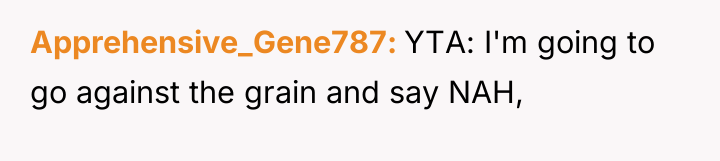 Apprehensive_Gene787 YTA: I'm going to go against the grain and...