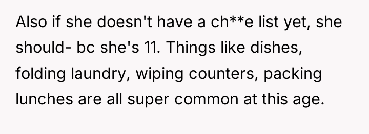Also if she doesn't have a ch**e list yet, she...