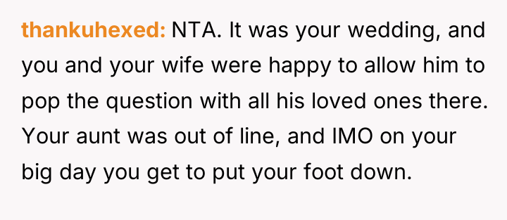 thankuhexed NTA. It was your wedding, and you and your...