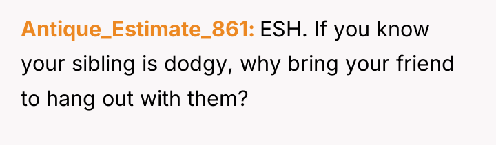 Antique_Estimate_861 ESH. If you know your sibling is dodgy, why...