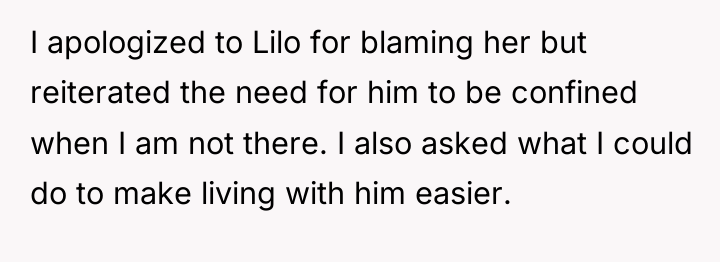 I apologized to Lilo for blaming her but reiterated the...