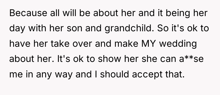 Because all will be about her and it being her...