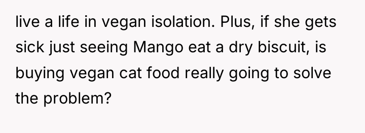 live a life in vegan isolation. Plus, if she gets...