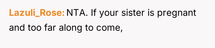 Lazuli_Rose NTA. If your sister is pregnant and too far...