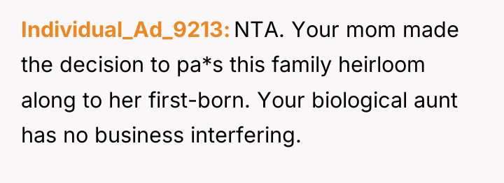 Individual_Ad_9213 NTA. Your mom made the decision to pa*s this...