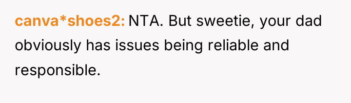 canva*shoes2 NTA. But sweetie, your dad obviously has issues being...