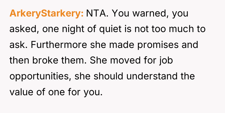 ArkeryStarkery NTA. You warned, you asked, one night of quiet...