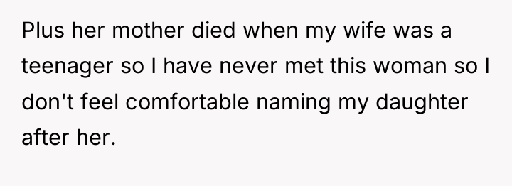 Plus her mother died when my wife was a teenager...