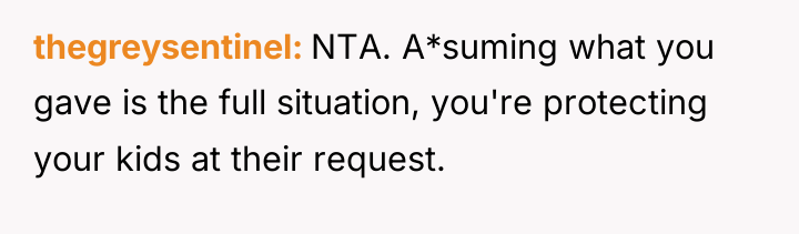 thegreysentinel NTA. A*suming what you gave is the full situation,...