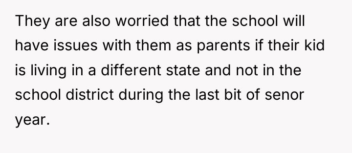 They are also worried that the school will have issues...