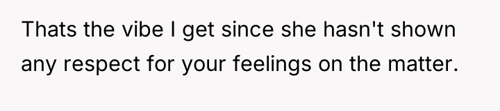 Thats the vibe I get since she hasn't shown any...
