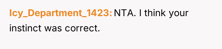 Icy_Department_1423 NTA. I think your instinct was correct.