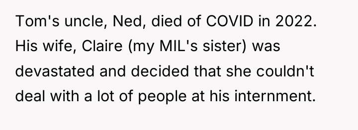 Tom's uncle, Ned, died of COVID in 2022. His wife,...
