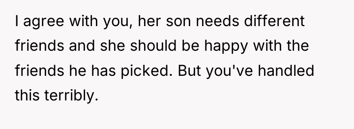 I agree with you, her son needs different friends and...