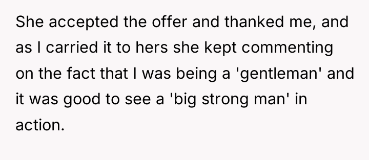She accepted the offer and thanked me, and as I...