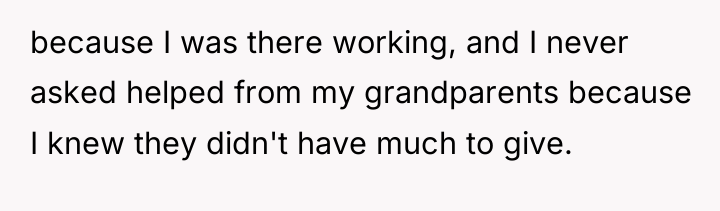 because I was there working, and I never asked helped...