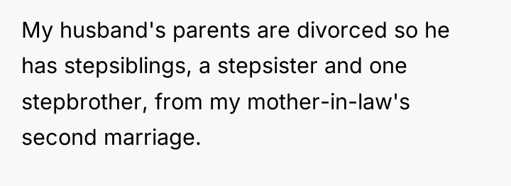 My husband's parents are divorced so he has stepsiblings, a...