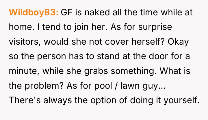 Wildboy83 GF is naked all the time while at home....