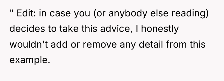 " Edit: in case you (or anybody else reading) decides...