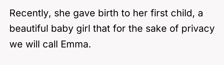 Recently, she gave birth to her first child, a beautiful...
