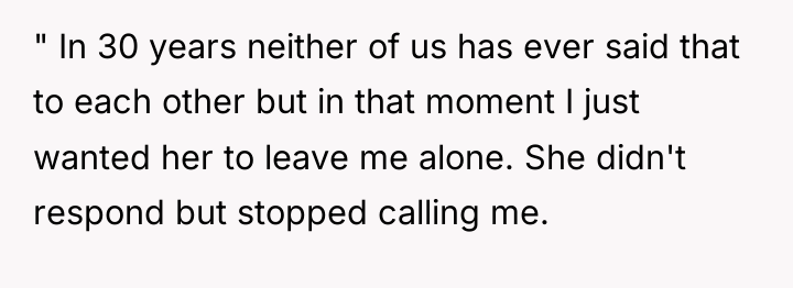 " In 30 years neither of us has ever said...