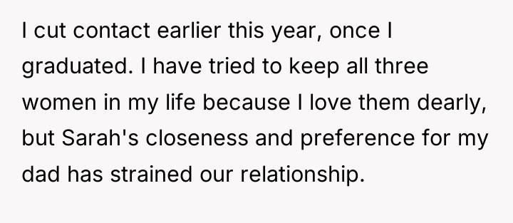 I cut contact earlier this year, once I graduated. I...