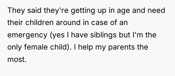 They said they're getting up in age and need their...