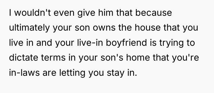 I wouldn't even give him that because ultimately your son...