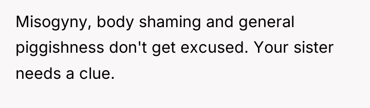 Misogyny, body shaming and general piggishness don't get excused. Your...