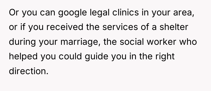 Or you can google legal clinics in your area, or...