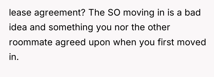 lease agreement? The SO moving in is a bad idea...