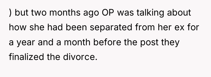 ) but two months ago OP was talking about how...
