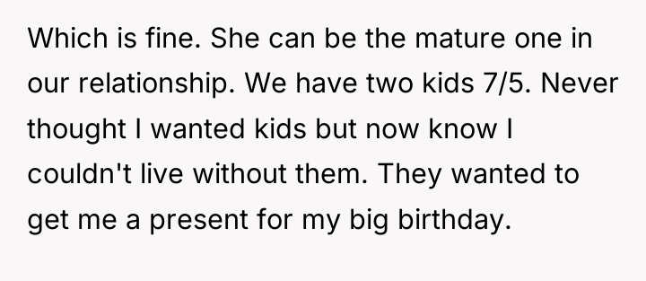 Which is fine. She can be the mature one in...