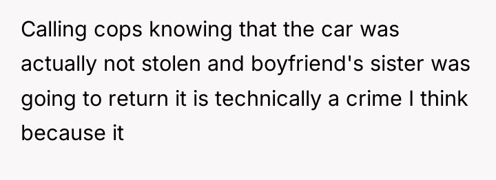 Calling cops knowing that the car was actually not stolen...