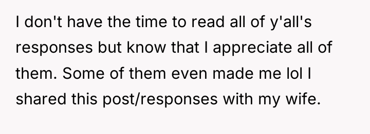 I don't have the time to read all of y'all's...
